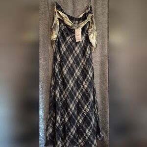 Zara Black and Cream Plaid A-Line Dress